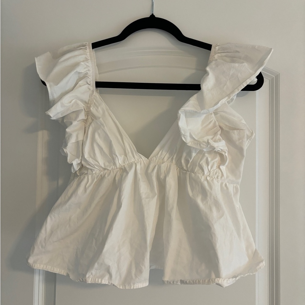 White Charleston Style Top, perfect for game days!